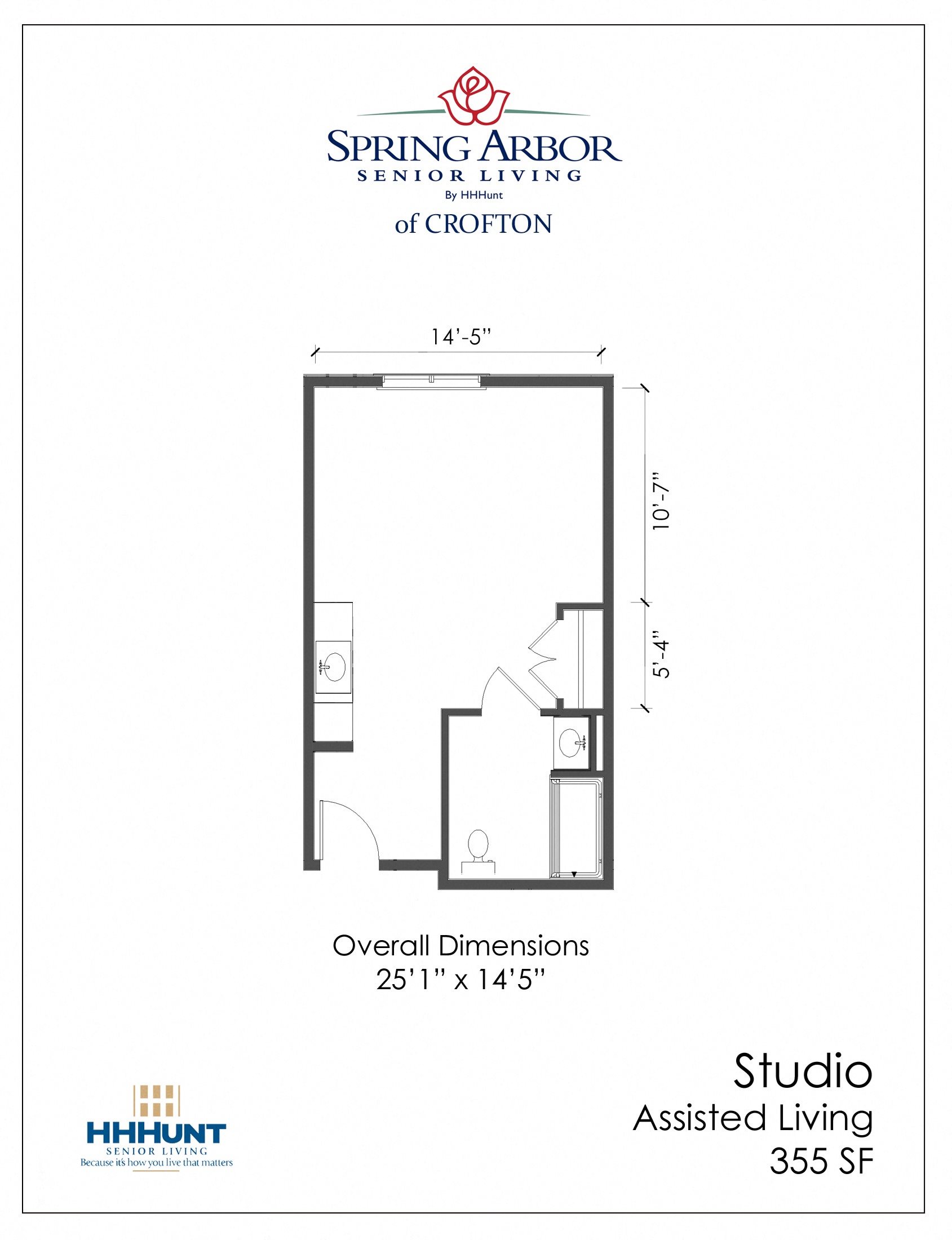 Studio - AL 355 Square-Foot Studio - AL at Spring Arbor of Crofton, Crofton, MD, 21114